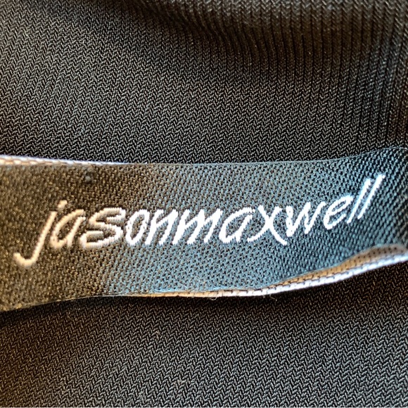 Jason Maxwell Stretch Top Layered Black Gray Animal Print Made in USA Womens XL - Picture 2 of 8